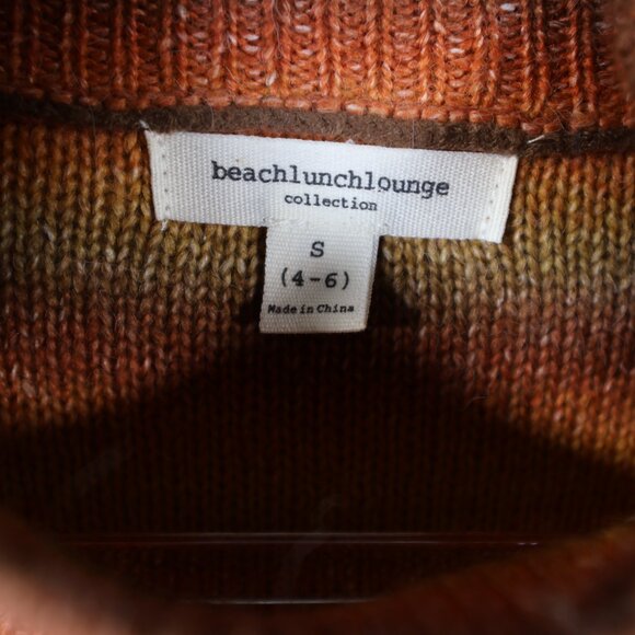 beachlunchlounge Mock Neck Sweater Womens Small Shadow Stripe Fall Colors - Picture 2 of 6